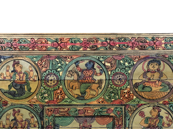 Four Hands Lord Ganesha at Center with Dashavatara of Lord Vishnu Pattachitra Painting on Cloth · view 3