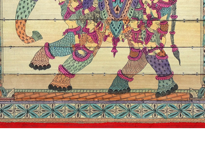 Radha-Krishna Seated on Pashu Kunjar Pattachitra Painting on Cloth · view 4