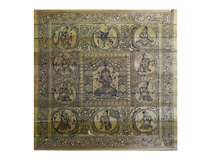 Goddess Lakshmi at Center with Ten Incarnations of Lord Vishnu (Dashavatara) Pattachitra Painting on Cloth · view 1