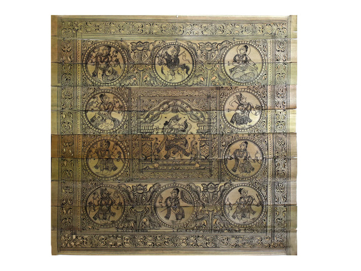Murlidhar and Radha with Ten Incarnations of Lord Vishnu (Dashavatara) Pattachitra Painting on Cloth · view 1