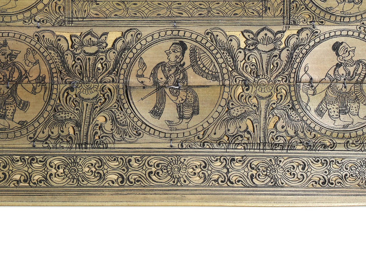 Murlidhar and Radha with Ten Incarnations of Lord Vishnu (Dashavatara) Pattachitra Painting on Cloth · view 4