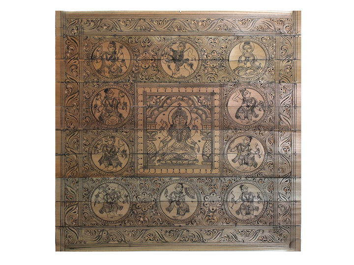 Goddess Saraswati with Ten Incarnations of Lord Vishnu Pattachitra Painting on Cloth · view 1
