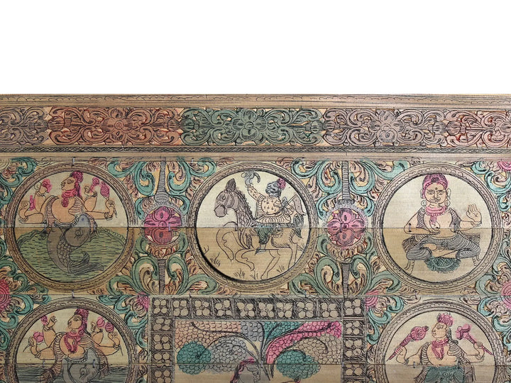 Lord Krishna Playing Flute with Radha and Dashavatara of Lord Vishnu Pattachitra Painting on Cloth · view 3
