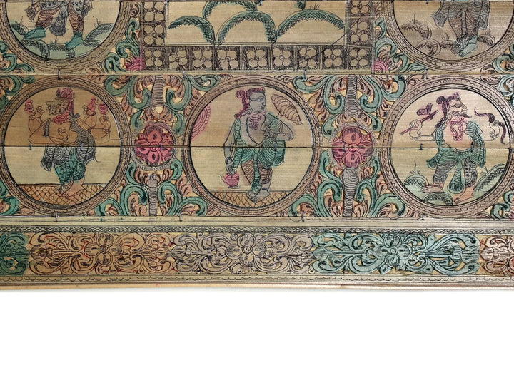 Lord Krishna Playing Flute with Radha and Dashavatara of Lord Vishnu Pattachitra Painting on Cloth · view 4