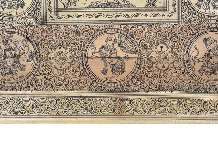 Four Hands Lord Ganesha with His Rat and Dashavatara of Lord Vishnu Pattachitra Painting on Cloth · view 4