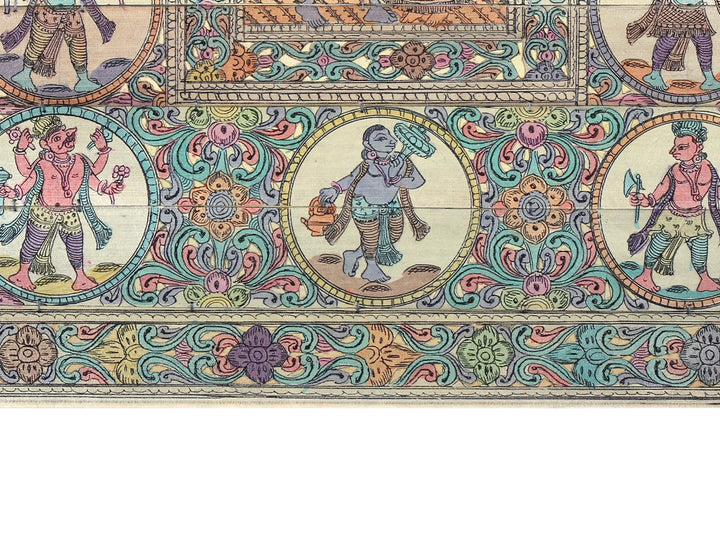 Standing Radha Krishna with Dashavatara of Lord Vishnu Pattachitra Painting on Cloth · view 4
