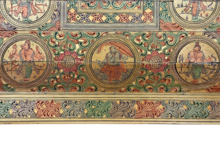 Sitting Chaturbhuja Ganesha at Center with Dashavatara of Lord Vishnu Pattachitra Painting on Cloth · view 4