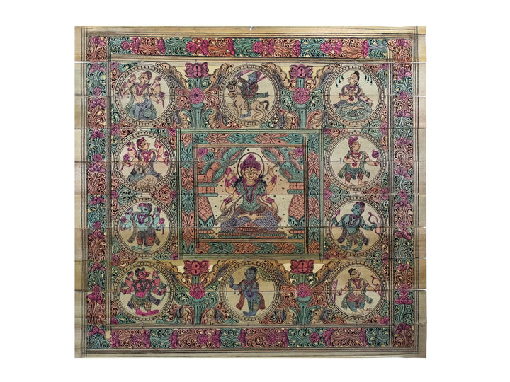 Devi Saraswati with Ten Incarnations of Lord Vishnu (Dashavatara) Pattachitra Painting on Cloth · view 1
