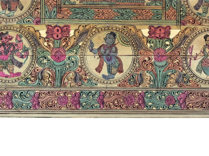 Devi Saraswati with Ten Incarnations of Lord Vishnu (Dashavatara) Pattachitra Painting on Cloth · view 4