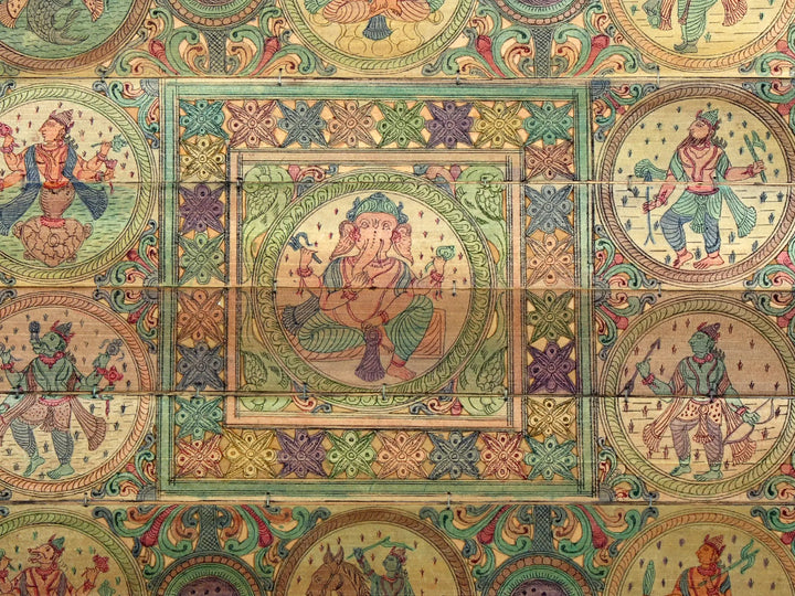 Sitting Lord Ganesha with Dashavatara of Lord Vishnu Pattachitra Painting on Cloth · view 2