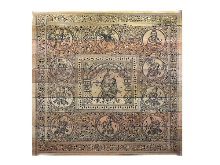 Madan Mohan and Radharani (Radha-Krishna) with Lord Vishnu's Dashavatara Pattachitra Painting on Cloth · view 1