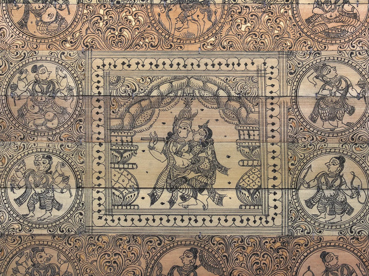Madan Mohan and Radharani (Radha-Krishna) with Lord Vishnu's Dashavatara Pattachitra Painting on Cloth · view 2