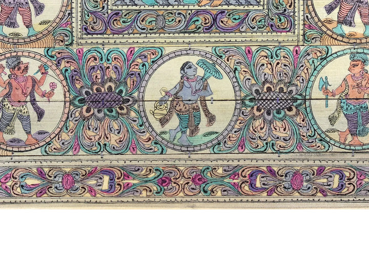 Radha-Krishna with Dashavatara of Lord Vishnu Pattachitra Painting on Cloth · view 4