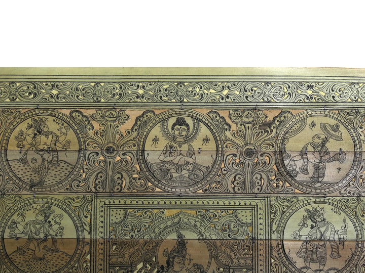 Madhav and Madhavi (Radha-Krishna) with Ten Incarnations of Lord Vishnu (Dashavatara) Pattachitra Painting on Cloth · view 3
