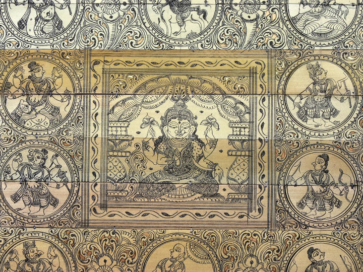 Goddess Lakshmi with Dashavatara of Lord Vishnu Pattachitra Painting on Cloth · view 2