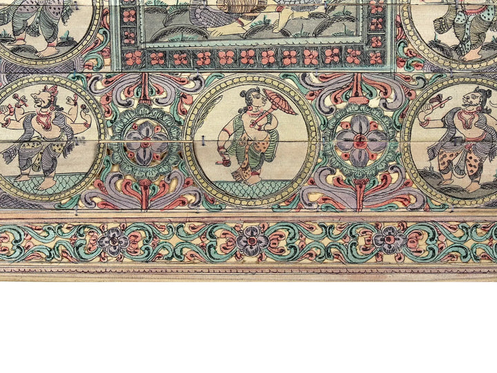 Radha-Krishna with Ten Incarnations of Lord Vishnu (Dashavatara) Pattachitra Painting on Cloth · view 4
