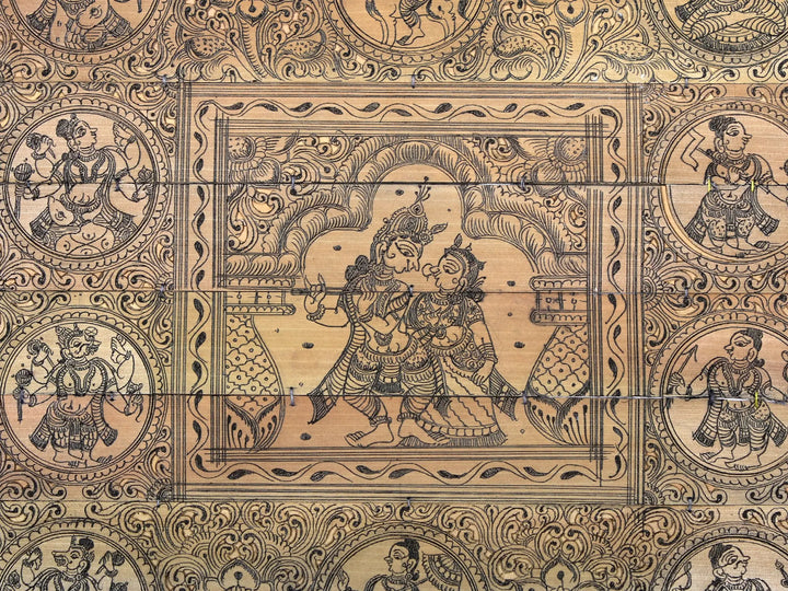 Murlidhar and Radha at Center with Dashavatara of Lord Vishnu Pattachitra Painting on Cloth · view 2