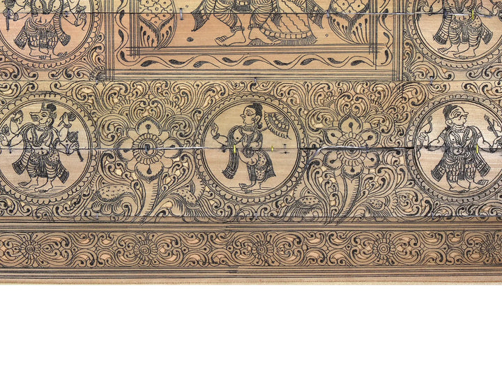 Murlidhar and Radha at Center with Dashavatara of Lord Vishnu Pattachitra Painting on Cloth · view 4