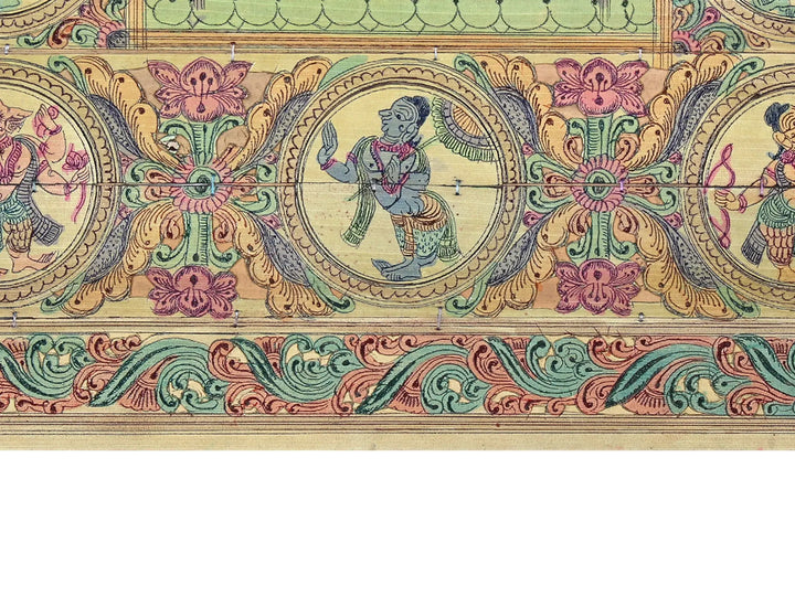 Standing Radha-Krishna with Lord Vishnu's Dashavatara Pattachitra Painting on Cloth · view 4