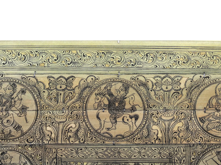 Sitting Goddess Lakshmi at Center with Dashavatara of Lord Vishnu Pattachitra Painting on Cloth · view 3