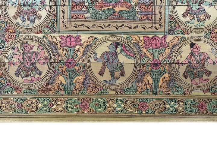 Devi Lakshmi at Center with Dashavatara of Lord Vishnu Pattachitra Painting on Cloth · view 4