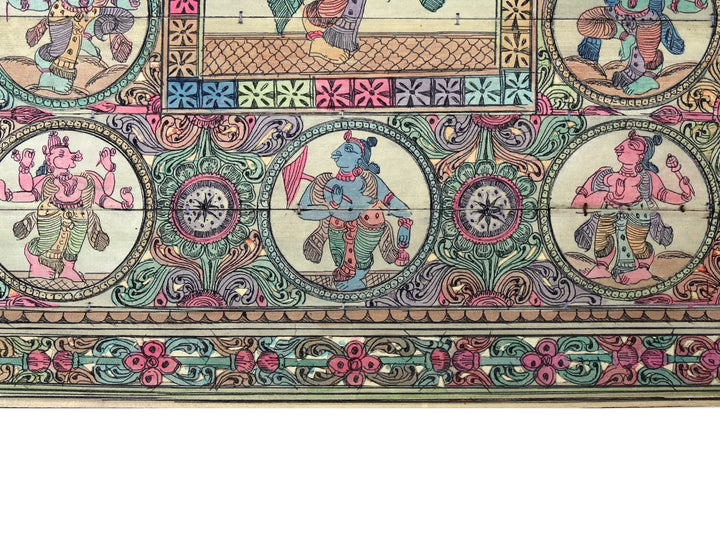 Four Hands Lord Ganapati with Ten Incarnations of Lord Vishnu (Dashavatara) Pattachitra Painting on Cloth · view 4
