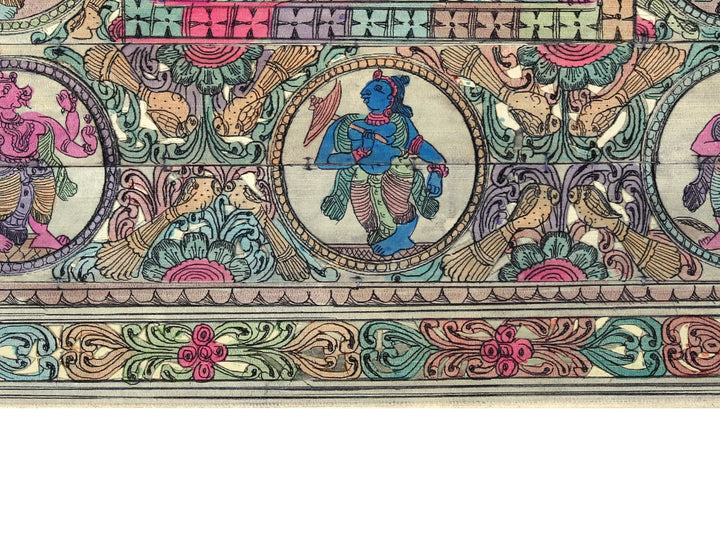 Standing Lord Vinayaka (Ganesha) with Dashavatara of Lord Vishnu Pattachitra Painting on Cloth · view 4