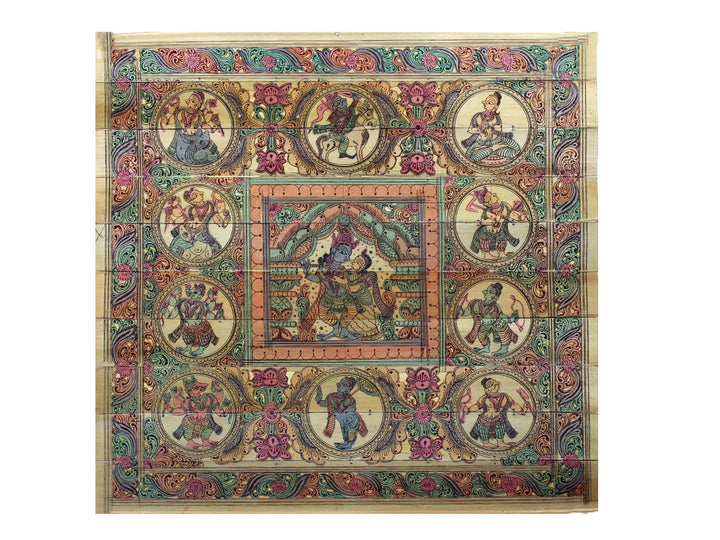 Madan Mohan and Radha with Dashavatara of Lord Vishnu Pattachitra Painting on Cloth · view 1