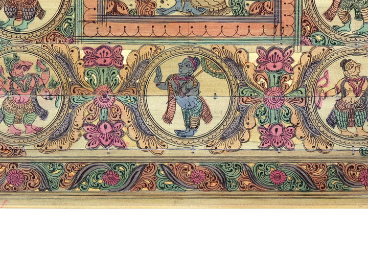Madan Mohan and Radha with Dashavatara of Lord Vishnu Pattachitra Painting on Cloth · view 4