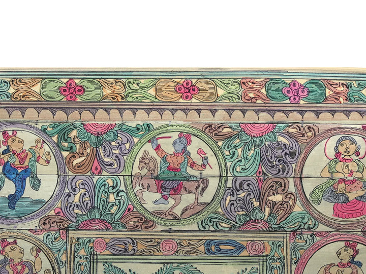 Standing Lord Ganapati with Ten Incarnations of Lord Vishnu (Dashavatara) Pattachitra Painting on Cloth · view 3
