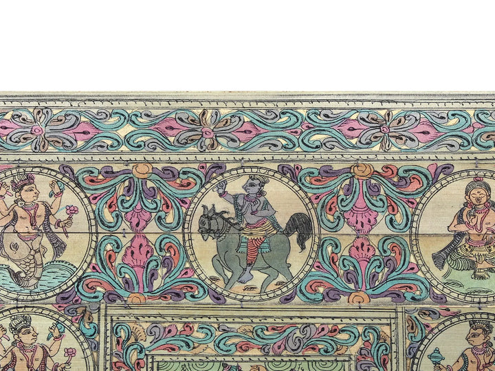 Radha-Krishna with Dashavatara of Lord Vishnu Pattachitra Painting on Cloth · view 3