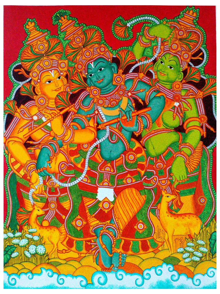 Krishna with Rukmini and Satyabhama Painting on Canvas by Arun Kumar · view 1