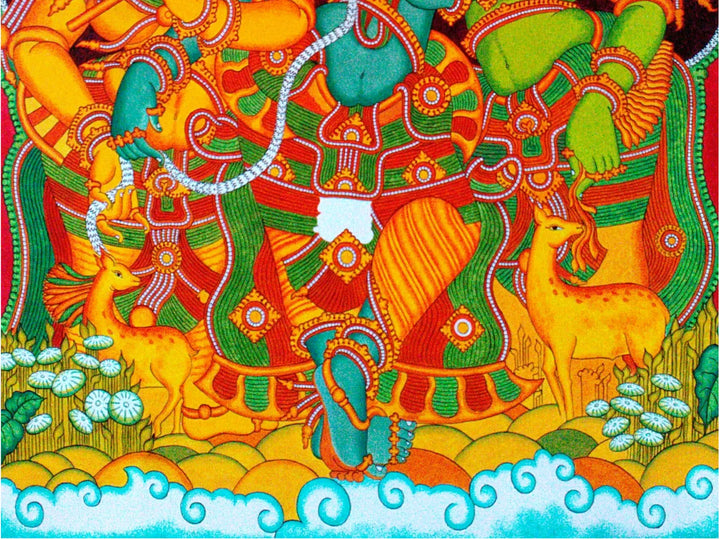 Krishna with Rukmini and Satyabhama Painting on Canvas by Arun Kumar · view 3